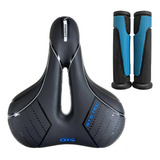 Kit Selim Sela Bike Largo Macio Gts Vazado C/ Manopla