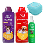 Kit Shampoo 5x1+condicionador+perfume+escova Banho Cães Gato