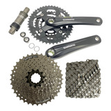 Kit Shimano Alivio 3x9v Pedivela T4010 44d Cassete Corrente 