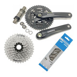 Kit Shimano Alivio 3x9v Pedivela T4010 44d Cassete Corrente
