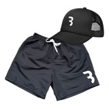 Kit Short Tactel E Boné Maromba Fit Esport Corrida Esportivo