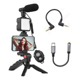 Kit Sistema Microfone Vlog P/ iPhone 15, 16, S23 S24 Ultra