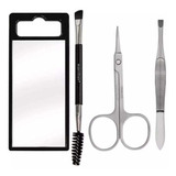 Kit Sobrancelhas Macrilan Ks200 Tesoura Pinça Espelho Pincel