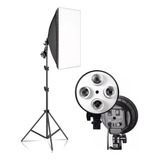 Kit Softbox 50x70 Luz Contínua Tripé 2m Quadruplo 4 Lâmpadas