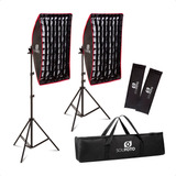 Kit Softbox Duplo Chicago Com Tela Grid Tripé Ajustável De 190cm Tela Difusora Soquete E-27 E Bolsa De Transporte Iluminação Profissional Para Fotógrafos E Videomakers Em Estúdio | Sou Foto