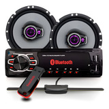 Kit Som Carro Radio Bluetooth + 2 Falante 6 Pioneer + Antena