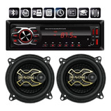 Kit Som Carro Radio Mp3 Bt 2usb E Par Alto Falantes Bravox