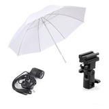Kit Sombrinha Difusora Branca + Soquete E27 + Suporte Flash