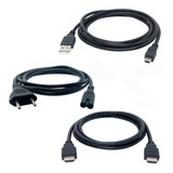 Kit Sony Ps3 Cabos P/ Ps3 Energia Usb+ Força Ac+hdmi 1.5 M