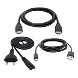 Kit Sony Ps4 Cabos P/ Ps4 Energia Usb+ Força Ac+hdmi 1.5 M