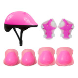 Kit Super Proteção Infantil 7 Peças Patins Patinete Skate Cor Rosa