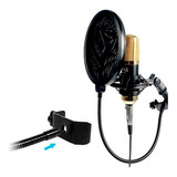 Kit Suporte Aranha Simples Shock Mount Pop Filter Microfone