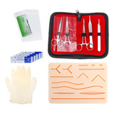 Kit Sutura Avançado Simulador Treino Pele Silicone + Estojo