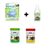 Kit Tartaruga Cuidado Básico Alimento + Anticloro + Cálcio