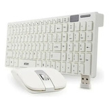 Kit Teclado Mouse Wireless Sem Fio Silencioso Branco Clean Elegante