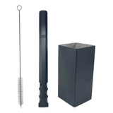Kit Tereré: Copo Quadrado Preto Inox + Bomba V6 Premuim Inox