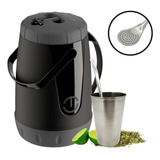 Kit Tereré 1 Garrafa Térmica 2,5l 1 Cuia Inox 200ml 1 Bomba Cor Preto
