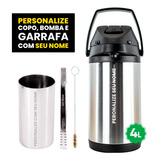 Kit Tereré Copo Bomba Garrafa Termica 4l Inox - Seu Nome