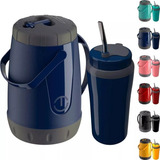 Kit Tereré Garrafa Térmica 2,5l + Copo Térmico 650ml + Bomba