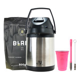 Kit Tereré Garrafa Térmica Inox 2,5l Copo Bomba Erva Black