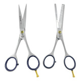 Kit Tesouras Fio Navalha Cabelo Profissional Barbearia 7.0''