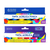 Kit Tinta Acrilica Fosca Acrilex 12 Cores - Fashion Colors 