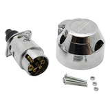 Kit Tomada Cromada E Plug Cromado Para Engate