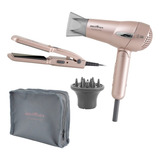 Kit Travel Rose Gold Britânia Secador Prancha Difusor Bivolt