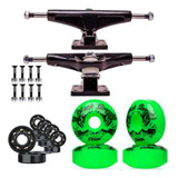 Kit Truck Skate 139mm + Rodas + Rolamento Abec 15+ Parafusos