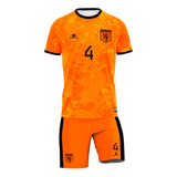 Kit Uniforme Holanda Van Dijk Camisa + Shorts