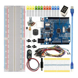 Kit Uno R3 Iniciante 90pcs + Protoboard Para Arduino