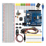 Kit Uno R3 Iniciante 90pcs + Protoboard Para Arduino