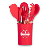 Kit Utensílio De Silicone 7 Peças - Em Casa Tem Cor Vermelho