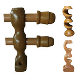 Kit Varão Duplo 2,50 Mts 19mm (fino) Suporte Madeira Claro