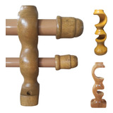 Kit Varão Duplo 3,00 Mts 28mm (grosso) Suporte Madeira Claro
