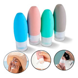 Kit Viagem 4 Frascos Silicone Pote 90ml Porta Creme Shampoo