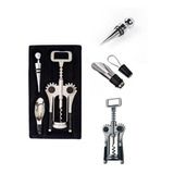 Kit Vinho Saca Rolhas Tampa E Bico Dosador De Aço Inox