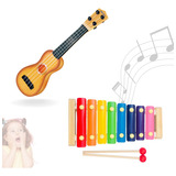 Kit Violão +xilofone Infantil Instrumentos Musicais Original