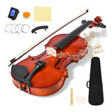 Kit Violino 4/4 Todo Madeira C/ Case+ Espaleira+ Afinador