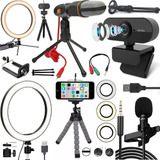 Kit Webcam Câmera Pc Visão Luz Microfone Gravação Vídeo Aula