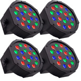 Kit X 4 Canhão 18 Led Refletor Strobo 64 Rgb Dmx Wash Slim Iluminacao Dj Decoração Festa Profissional