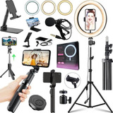 Kit Youtuber Blog Vídeos Luz Led Tripe Acessórios P/ Celular