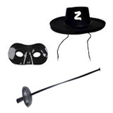 Kit Zorro Chapéu + Máscara + Espada Cosplay Fantasia Festa