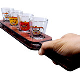 Kit4 Copos Tequila Cachaça Shot Com Suporte Regua De Servir