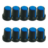 Knob Potenciômetro Eixo Estriado 6mm 481 - 10 Peças Azul