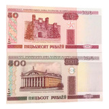 L-1703 - 2 Cédulas Originais, F E 50/500 Rubles Belarus 2000