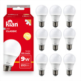 Lampada Led Kian 9w Branco Quente Baixo Consumo Kit C/ 10