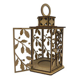 Lanterna Decorativa Estilo Lamparina Antiga Em Mdf Cru 20x10