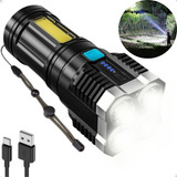 Lanterna Led Prova D'água Potente 4 Núcleos Potente Recarregável Tática Usb Cor Da Luz Branco Ex Decor