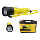 Lanterna P/ Mergulho Albatroz Sdq-34 Led Xpl-v5 1000lm + Lanterna Amarelo Luz Branco-brilhante
